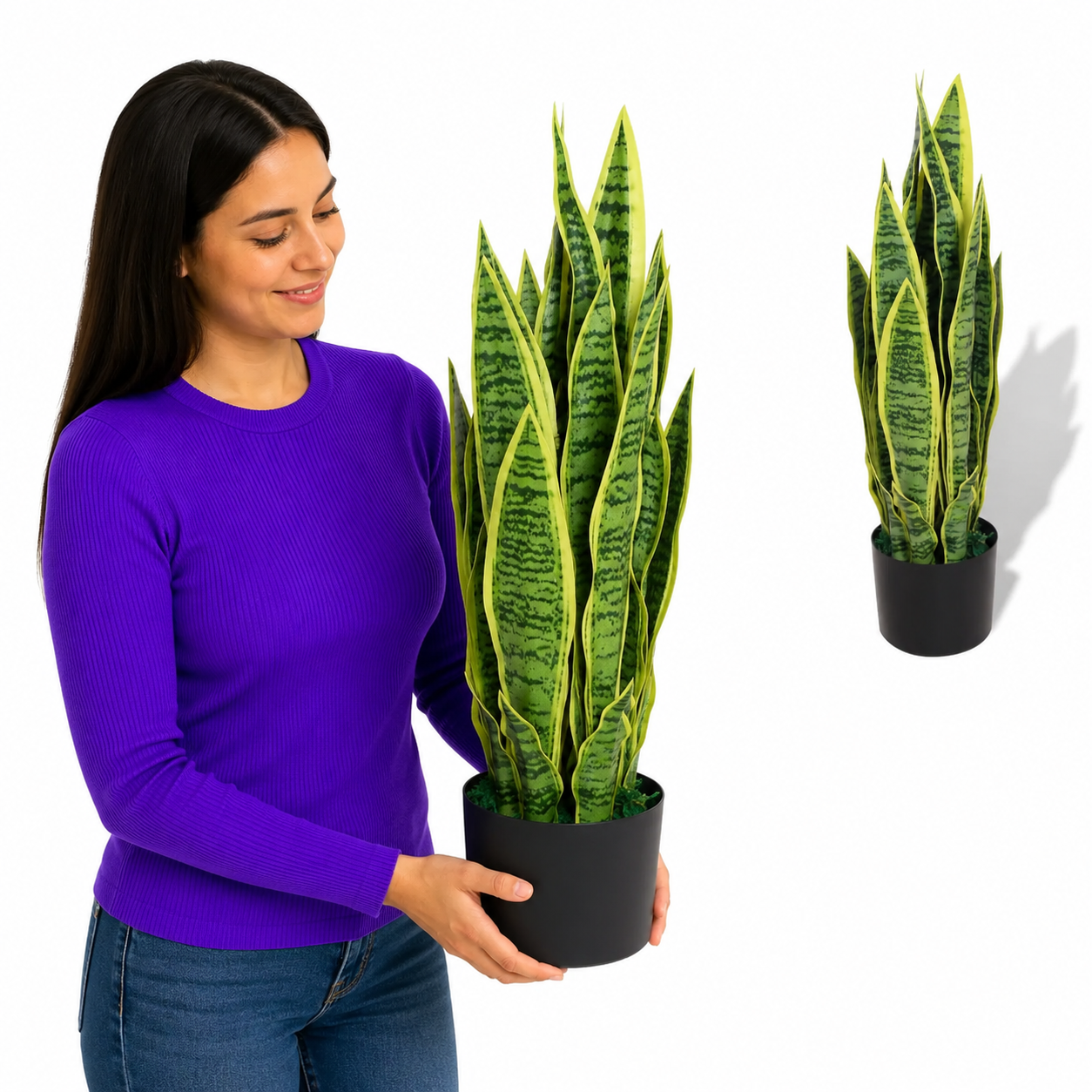 Sztuczna sansewieria z doniczką, 65 cm, zielona