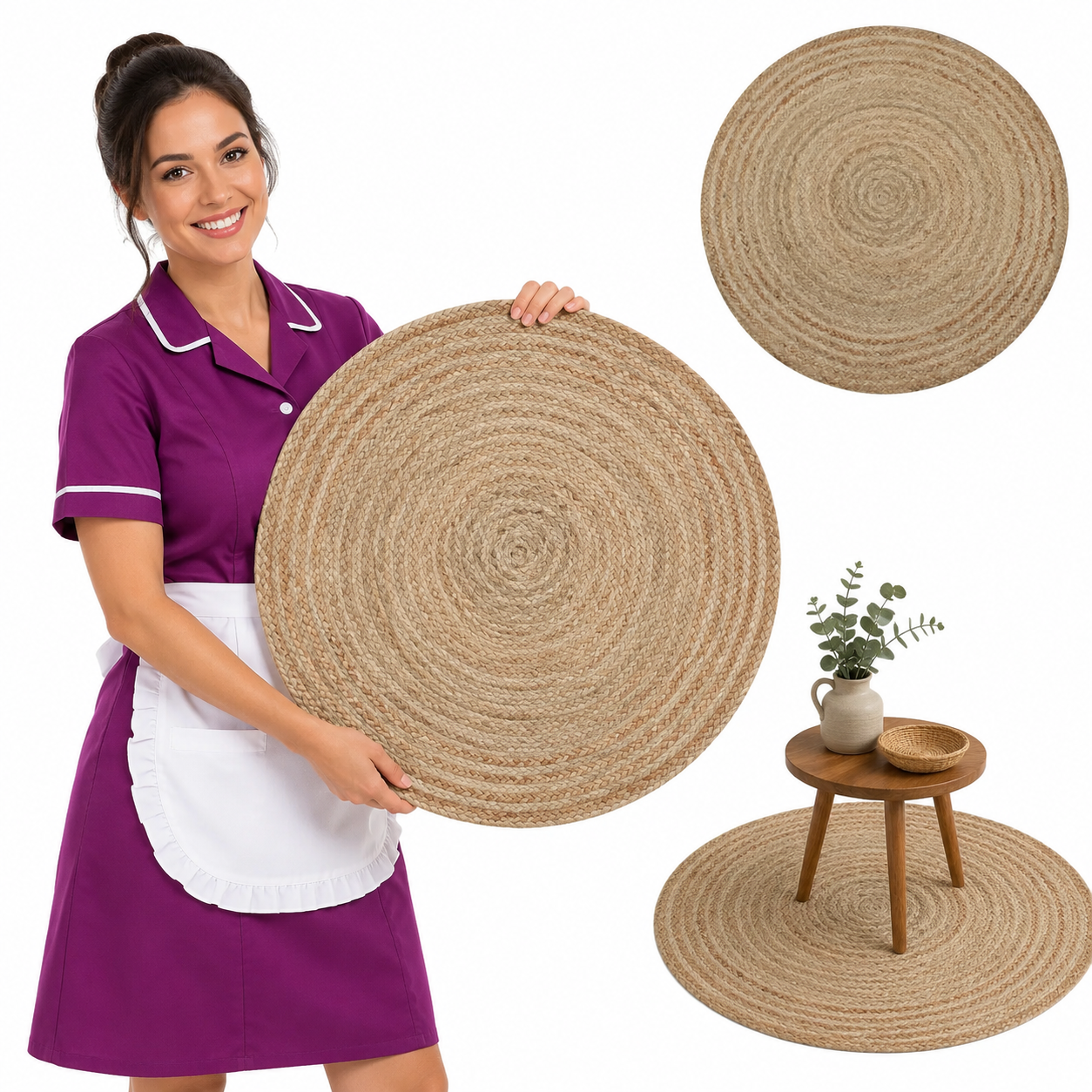 Dywan pleciony z juty, 90 cm, okrągły