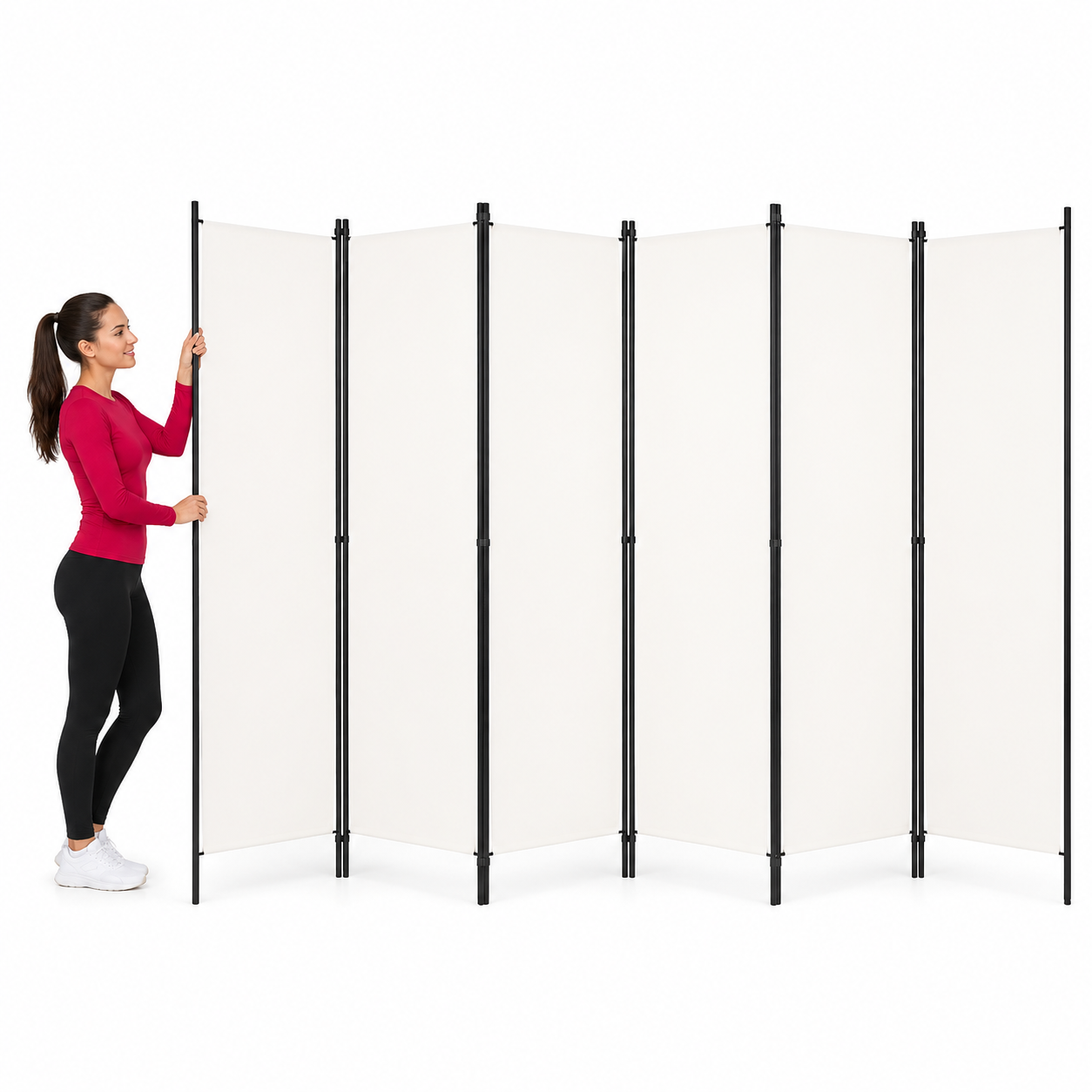 Parawan 6-panelowy, biały, 300 x 180 cm