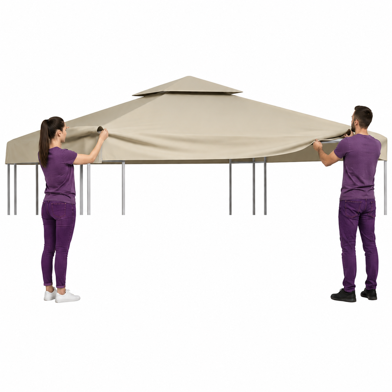Zadaszenie altany ogrodowej, 310 g/m², beżowe, 3x3 m